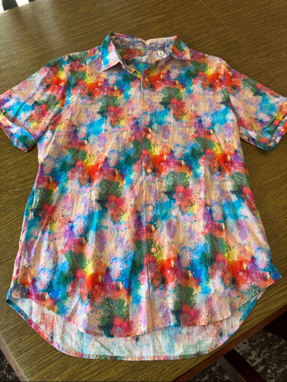 Robert Graham Multicolor Watercolor-Print Short Sleeve Button-Down Shirt